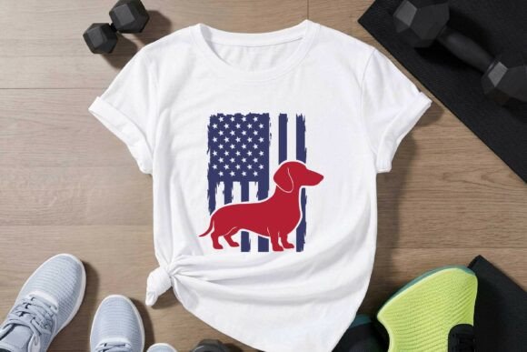4th of July Dachshund Clipart Vector