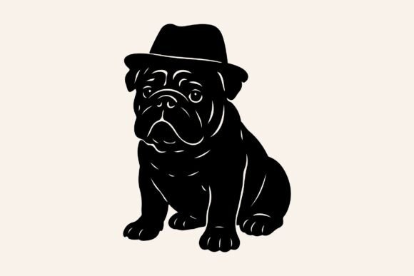 Cute Bulldog Wearing Hat SVG PNG Vector Review