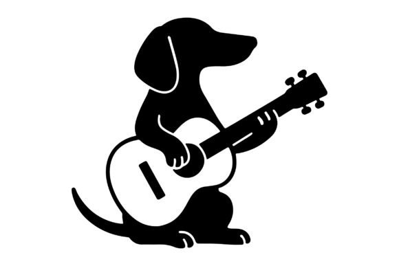 Dachshund is Playing Guitar SVG Clipart