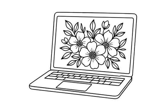 Flower Laptop Silhouette Vector Clipart Review