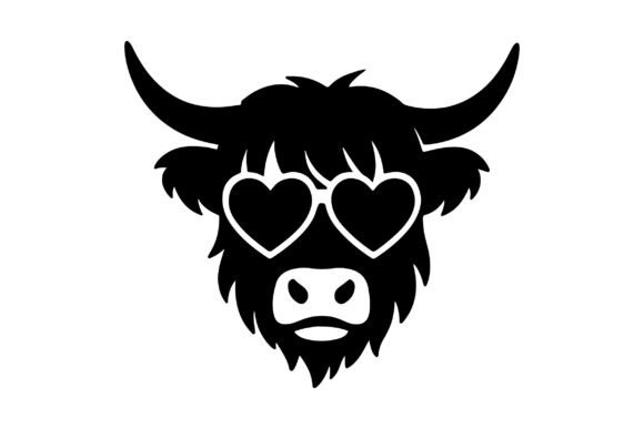 Highland Cow with Heart Sunglass SVG PNG