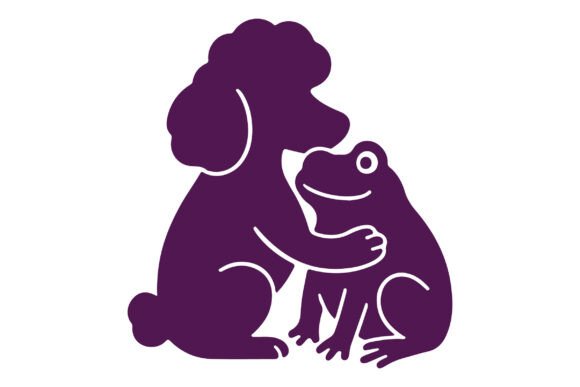 Poodle Hugging with Frog SVG Clipart