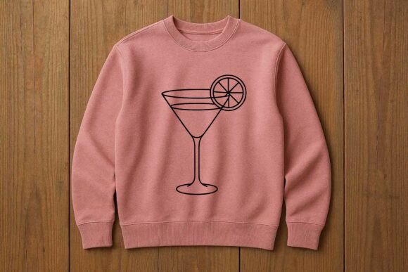 Review: Cocktail Glass Line Art Clipart Vector for Embroidery