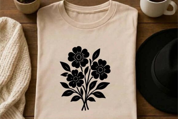 Vintage Flower Clipart Vector Design